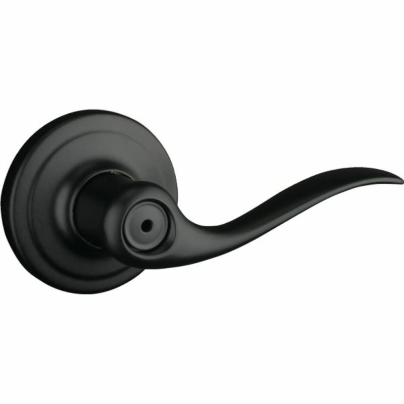 Tustin Door Lever, Wave, Privacy/bed/bath, Grade 2, Metal, Iron Black