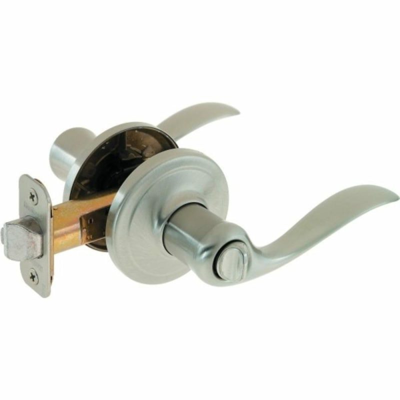 Tustin Door Lever, Wave, Privacy/bed/bath, Grade 2, Metal, Satin Nickel