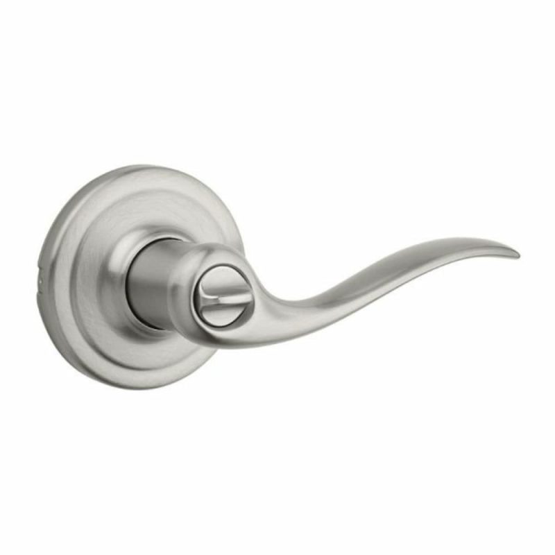 Tustin Door Lever With Smartkey Security, Wave, Entry, Grade 2, Metal, Satin Nickel