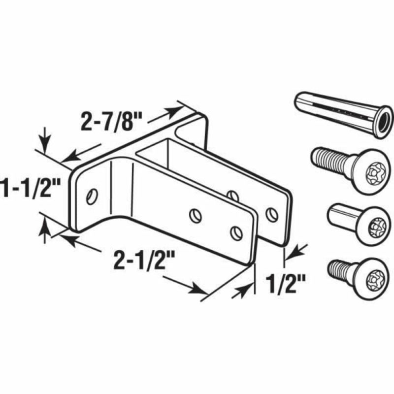 Two Ear Wall Bracket, For 1 In. Panels, Zinc Alloy, Chrm , Package Of 2