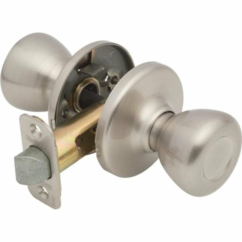 Tylo Door Knob, Flat Ball, Passage/hall/closet, Grade 3, Metal, Satin Nickel