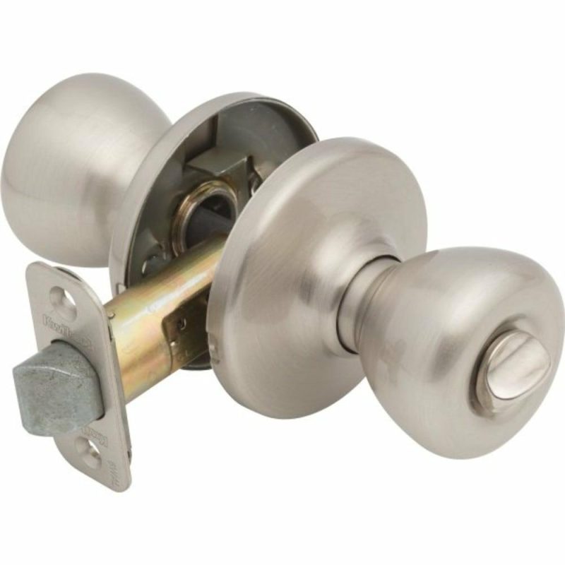 Tylo Door Knob, Flat Ball, Privacy/bed/bath, Grade 3, Metal, Satin Nickel