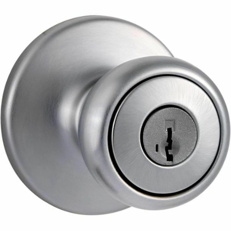 Tylo Door Knob With Smartkey Security™, Flat Ball, Entry, Grade 3, Metal, Satin Chrome