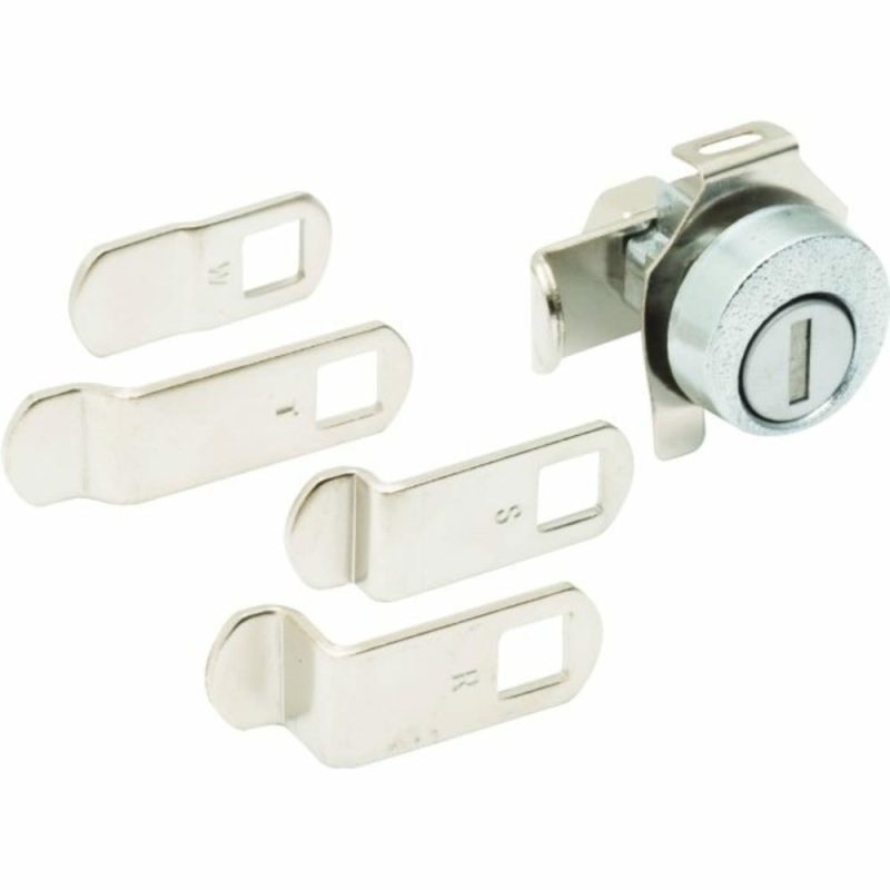 Universal 5-Cam C8735 Mailbox Lock, Na14 Keyway, Aluminum Face, Nickel Finish