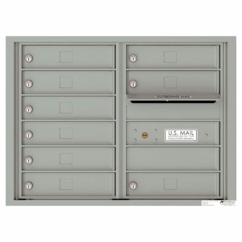 Versatile 4c Mailbox, 6 High Suite, 9 Mailboxes, 1 Outgoing, Silver