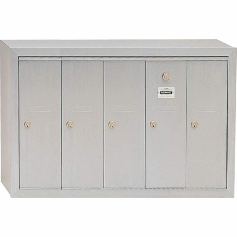 Vertical Mailbox, 5 Doors, Aluminum Finish