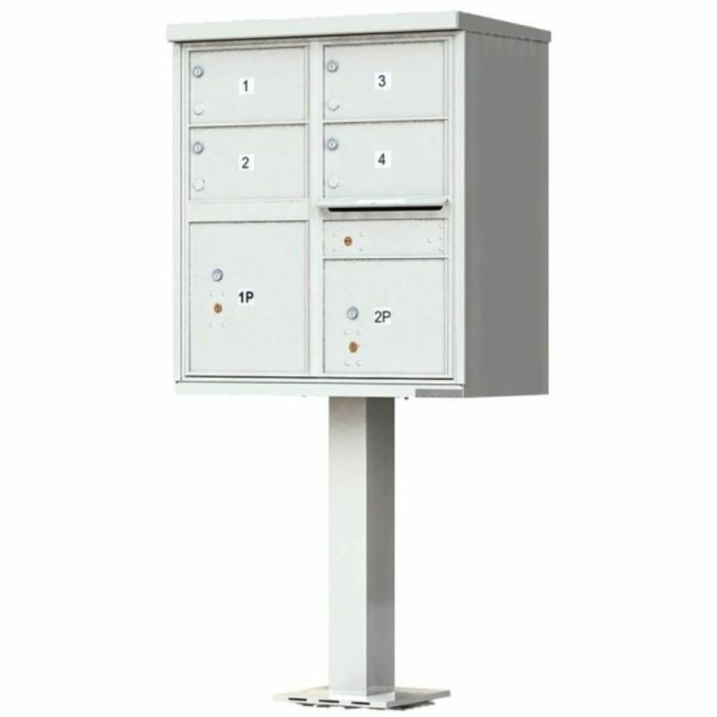 Vital™ Cluster Box Unit 4 Large Mailboxes + 2 Parcel Lockers, Silver