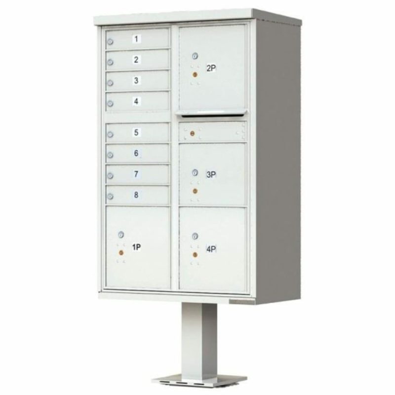 Vital™ Cluster Box Unit, 8 Mailboxes – 4 Parcel Lockers, Aluminum