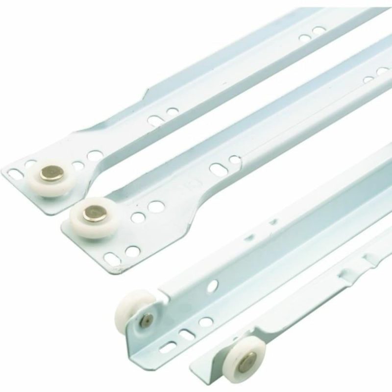 White Powder Coat 15-3/4″ Steel Tracks Drawer Slide Kit