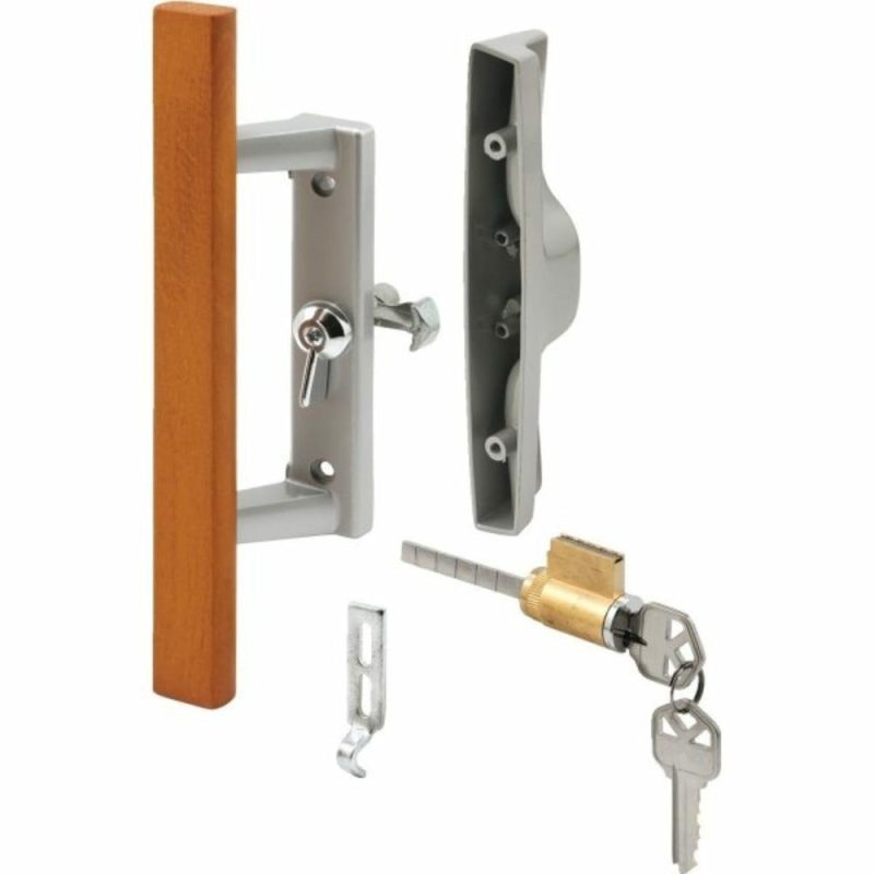 Wood Pull Keyed Aluminum Diecast Viking Sliding Door Handle Set