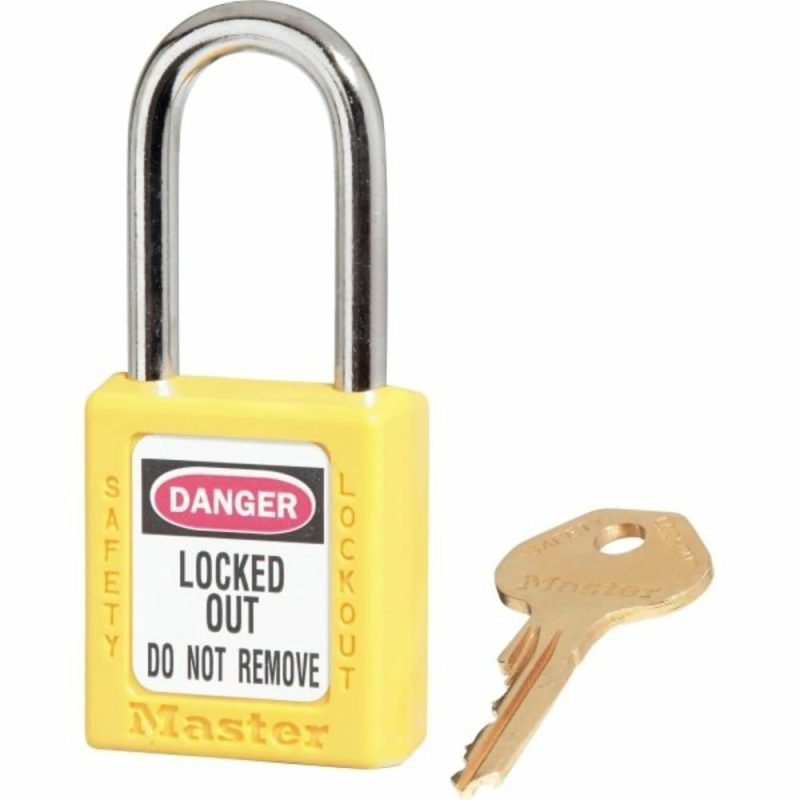 Yellow Safety Padlock, 1-1/2in Wide With 1-1/2in Tall Shackle