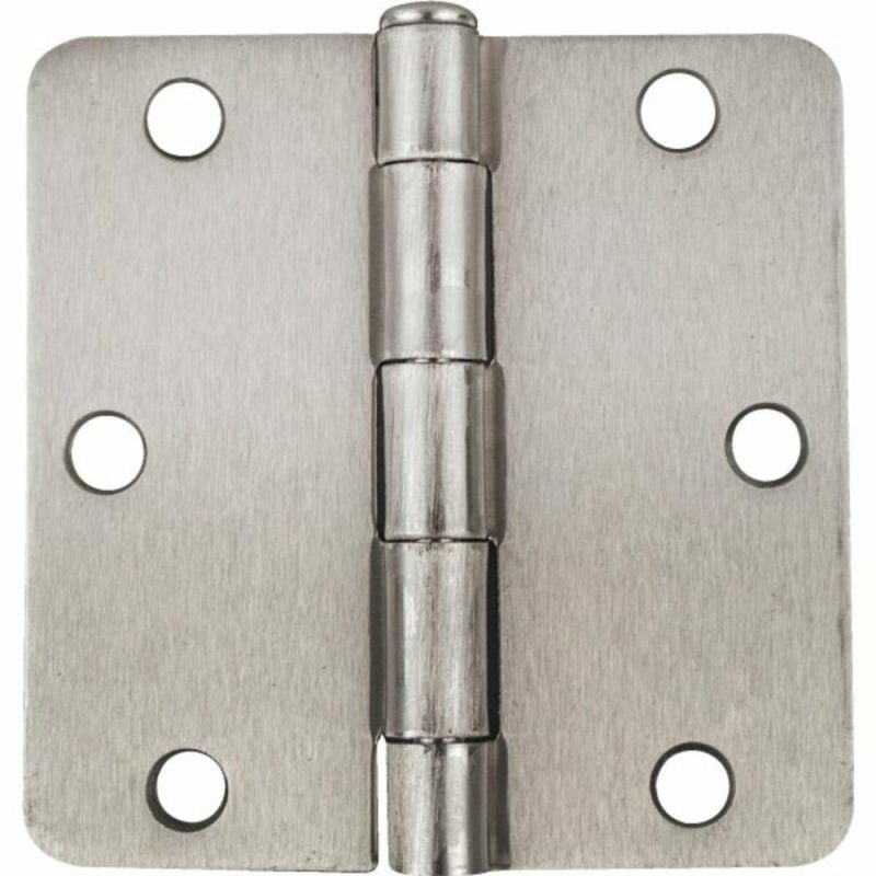 3-1/2″ Residential Plain Bearing Door Hinge Satin Nickel 1/4″ Radius, Pack Of 2