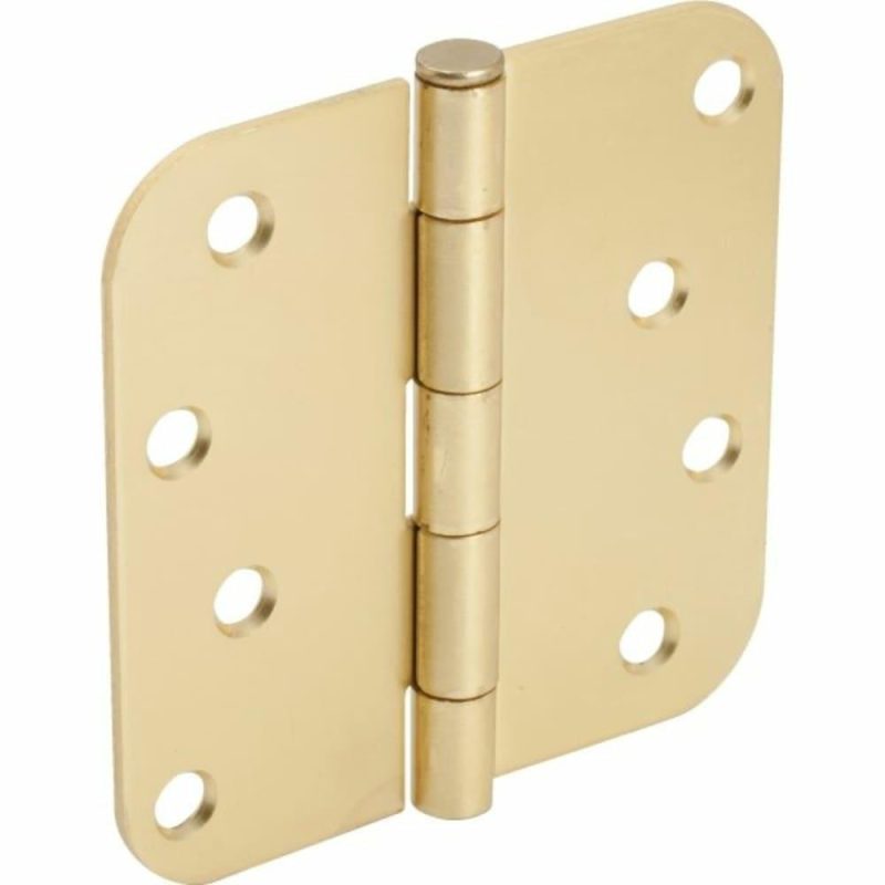 4″ Residential Plain Bearing Door Hinge Satin Brass, Package Of 2