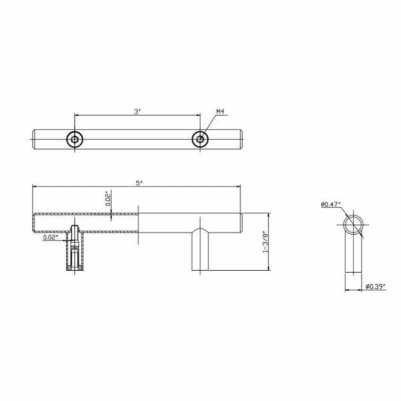 5″ Hollow Stainless Drawer Pull 3″ Center Holes, Satin Nickel, Package Of 25