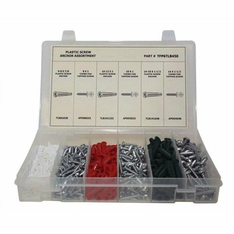 Conical Plastic Anchors With Screws Assortment Plastic Tray