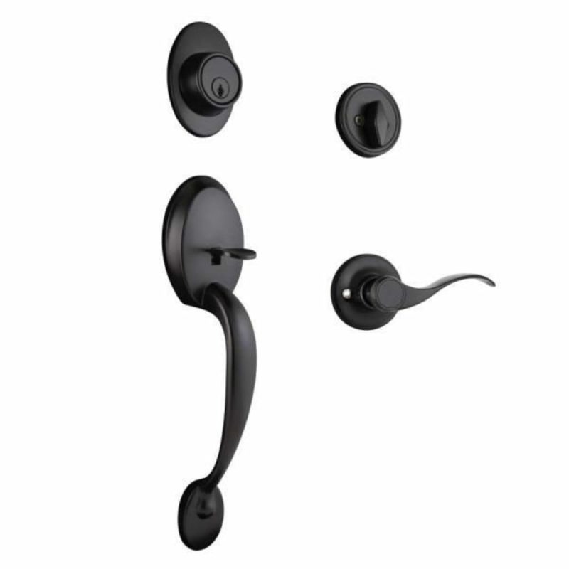 Coventry Matte Black Door Handle Set, Springdale Lever Deadbolt