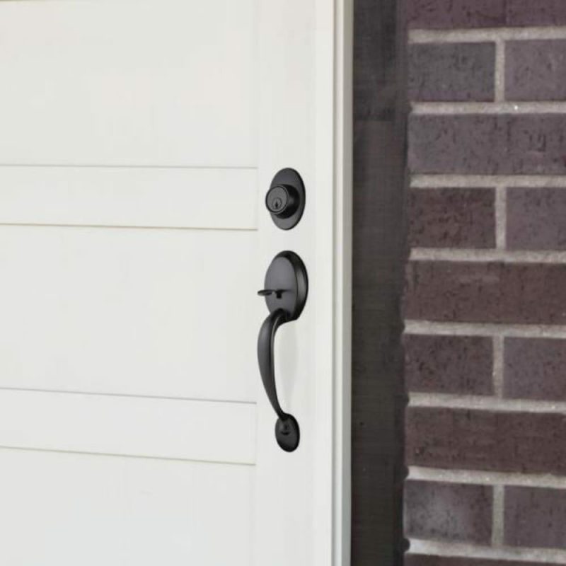 Coventry Matte Black Door Handle Set, Springdale Lever Deadbolt