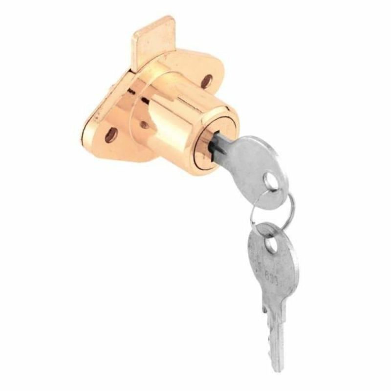 Drawer And Cabinet Lock, 7/8 In., Diecast, Brass, Keyway