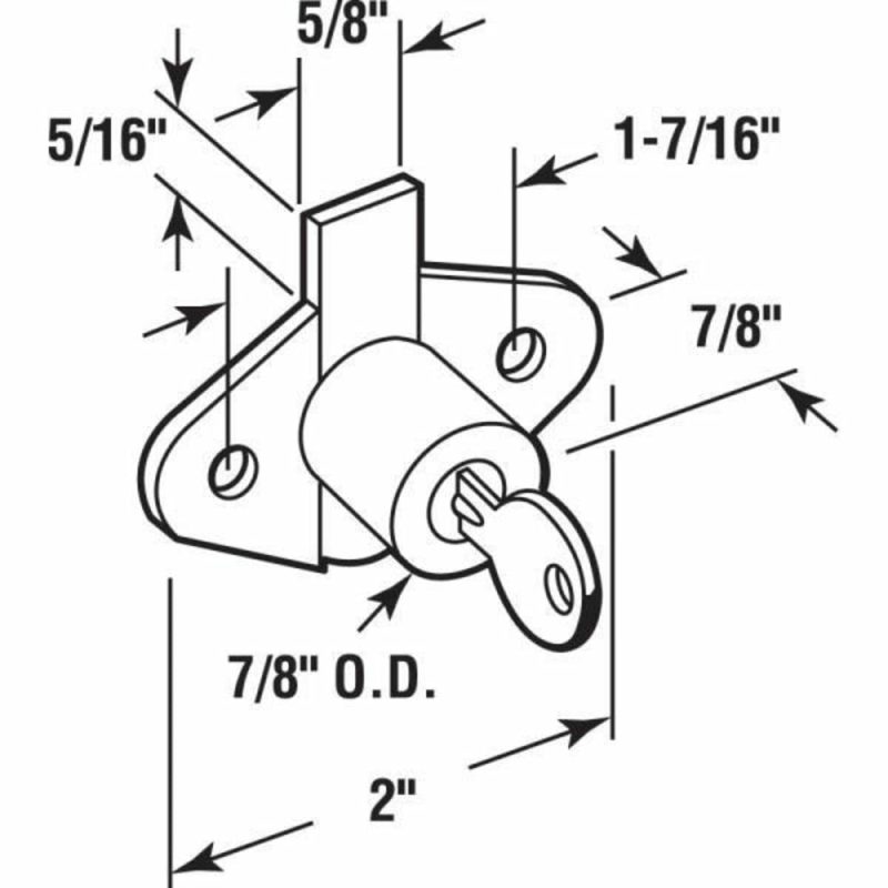 Drawer And Cabinet Lock, 7/8 In., Diecast, Brass, Keyway