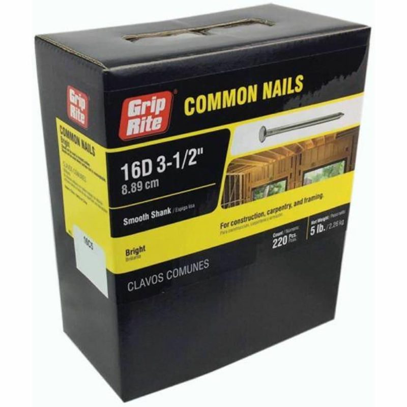 #8 X 3-1/2″ 16-Penny Brght Stl Smth Shank Common Nails Package Of 235